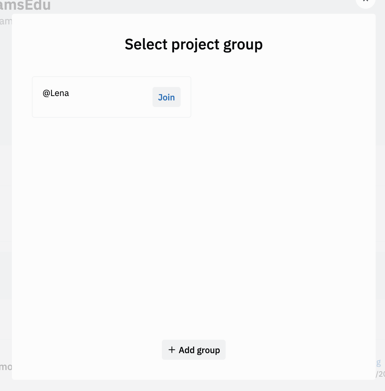 Student View: Join Group