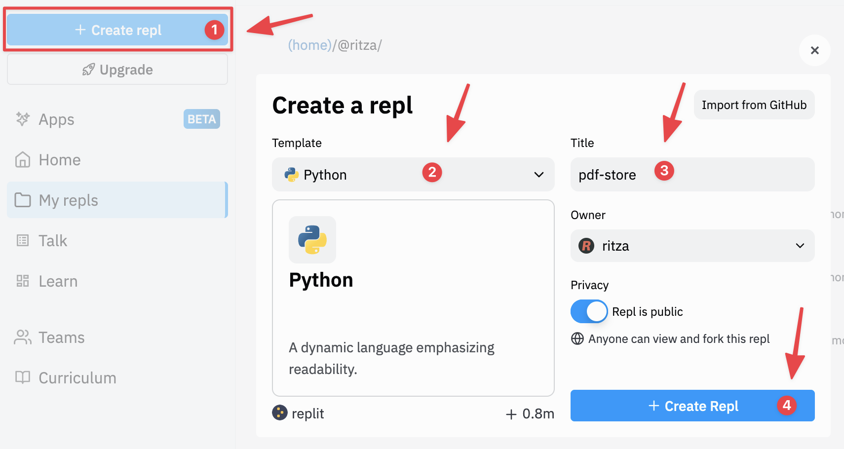Create python repl
